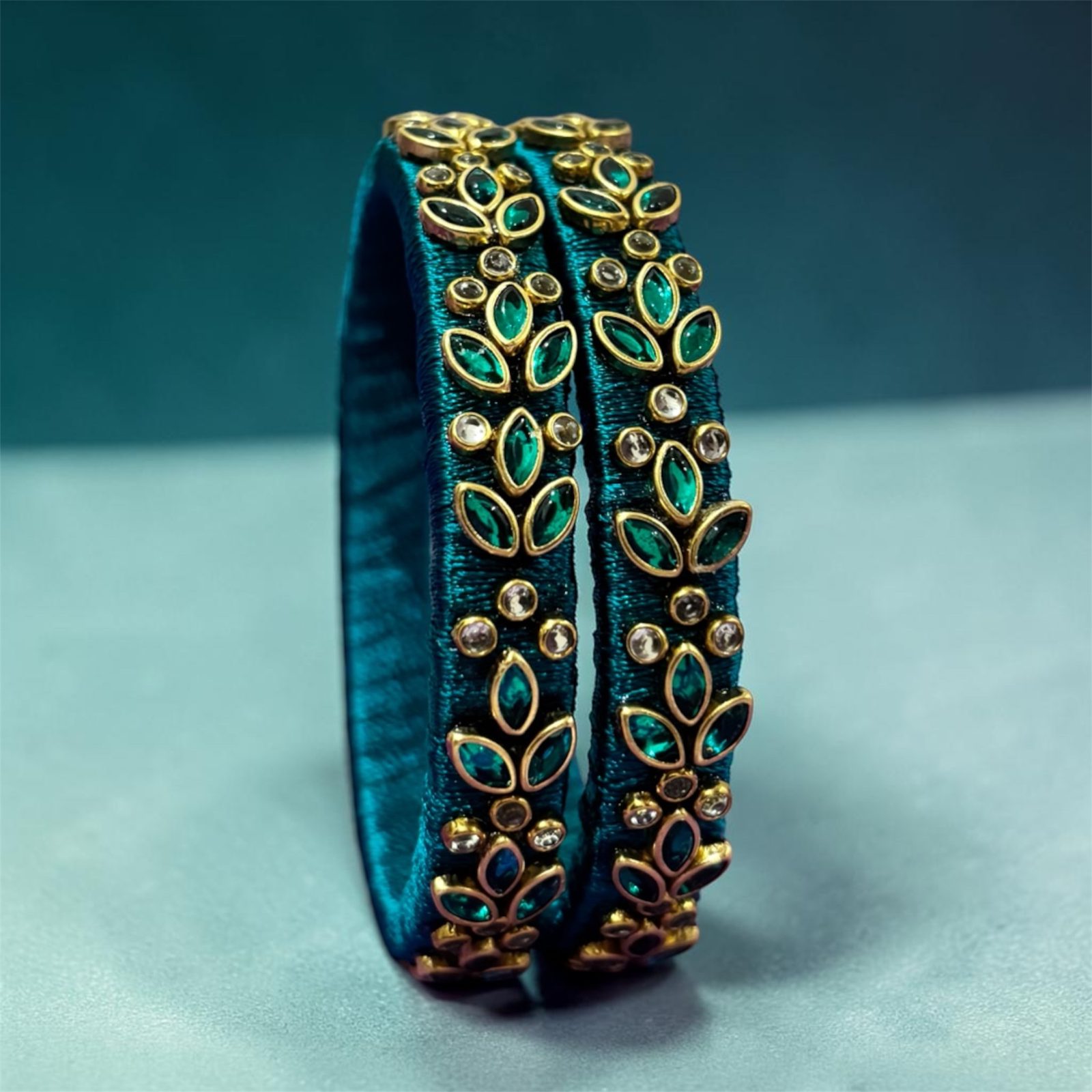 green kundan bangle