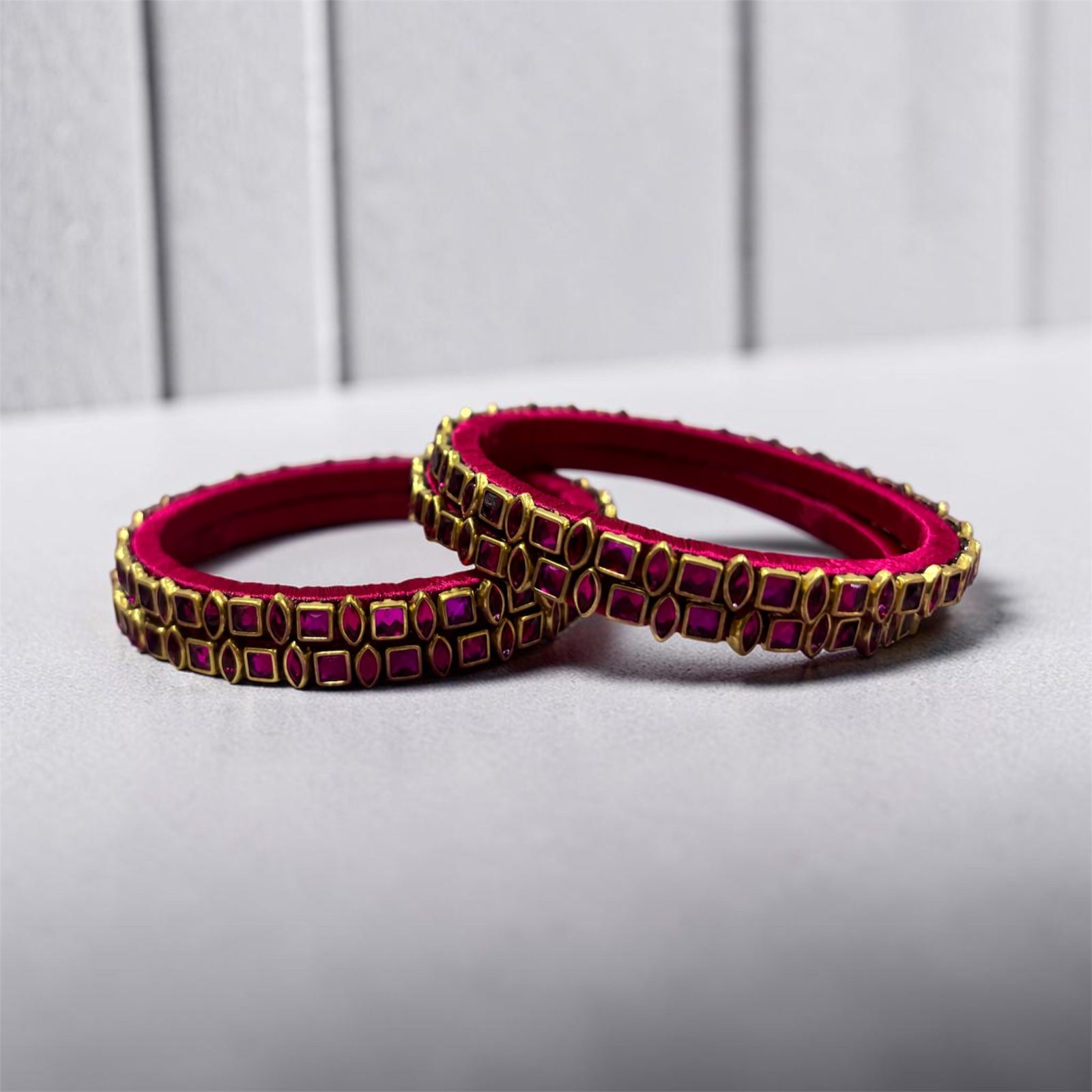 kundan bangles pink combo